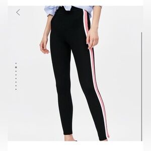Zara Black Leggings with Pink and White Stripe women’s size medium